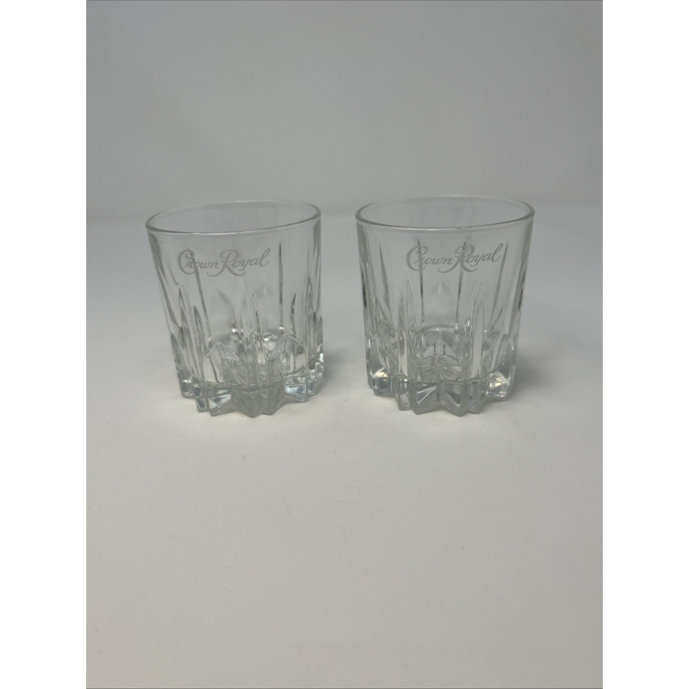 Set Of (2) Crown Royal Whiskey Rocks Glasses EUC Made In Italy